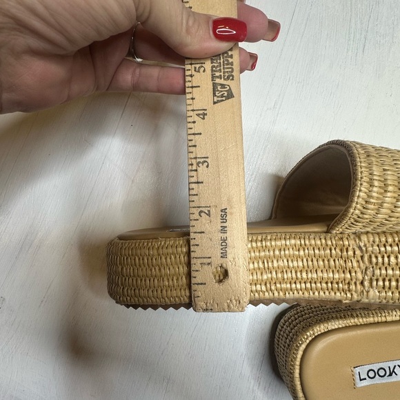 Lookyno Raffia Slide Sandals Women’s EU 37 Tan Woven Platform Summer Shoes - Picture 10 of 11